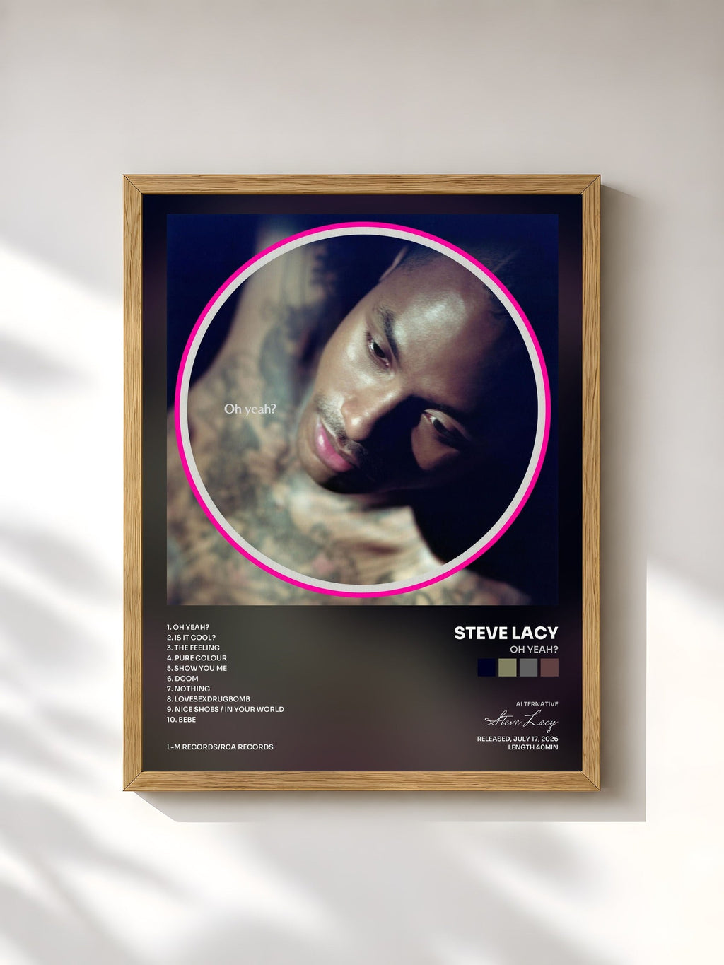 #bois Tableau de l'album Oh yeah? de Steve Lacy, cadre en bois brut, imprimé et encadré en France