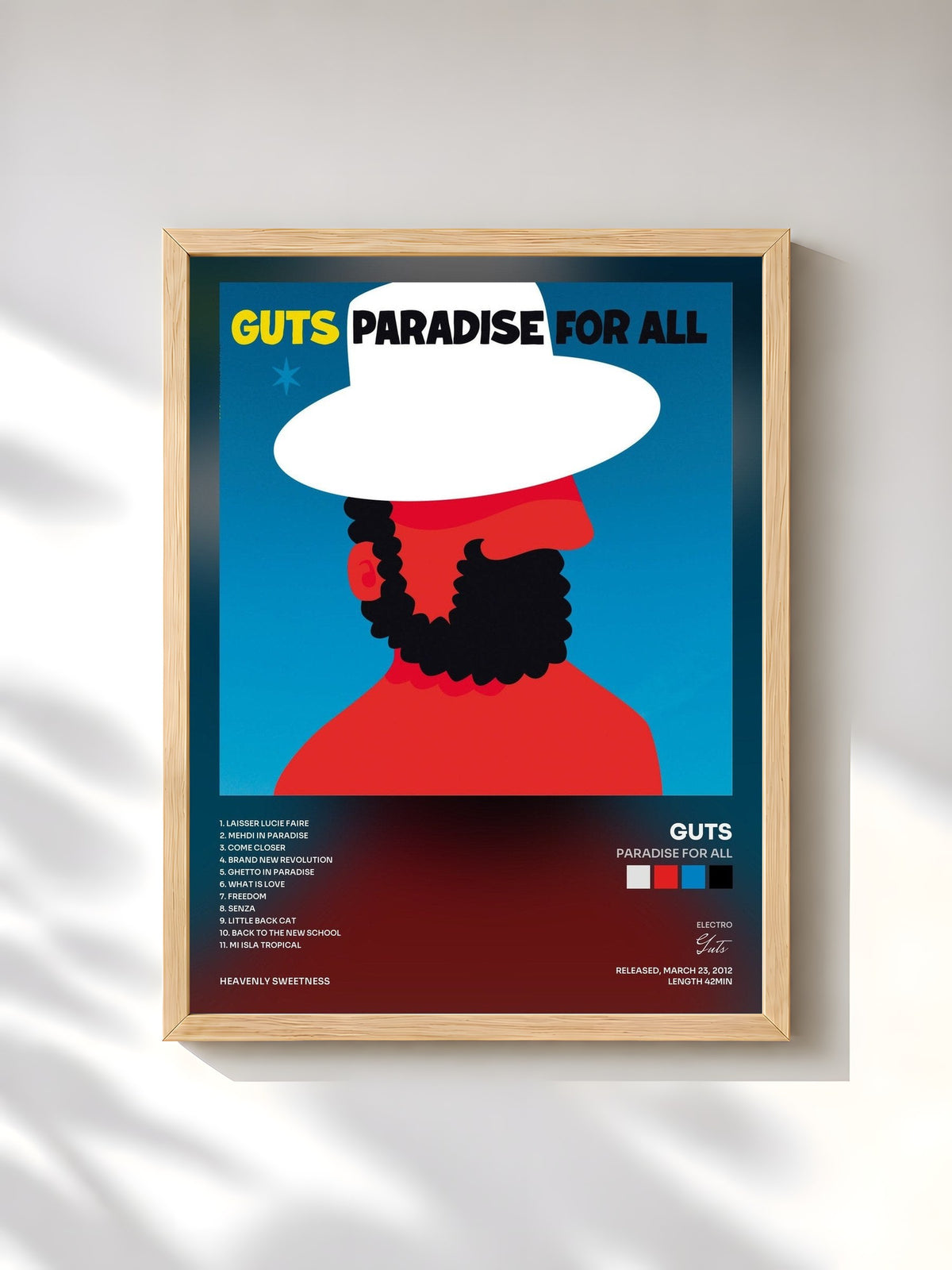 #bois Tableau de l'album Paradise for All de Guts, cadre en bois brut, imprimé et encadré en France