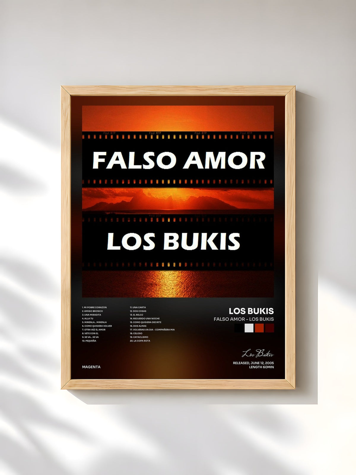 #bois Tableau de l'album Falso amor - Los Bukis de Los Bukis, cadre en bois brut, imprimé et encadré en France