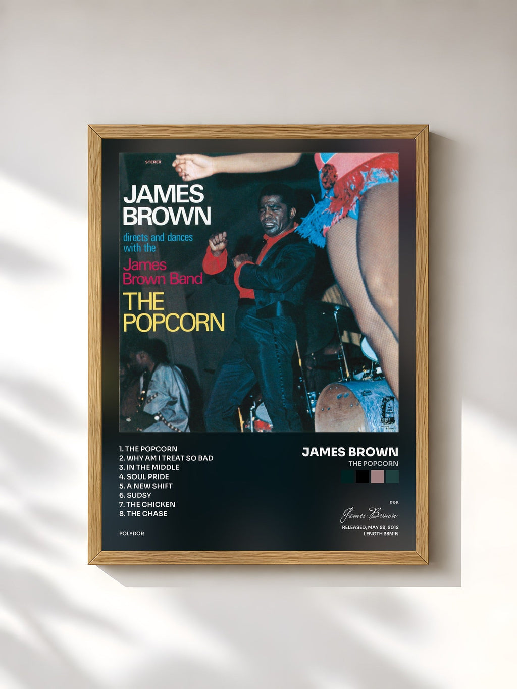 #bois Tableau de l'album The Popcorn de James Brown, cadre en bois brut, imprimé et encadré en France