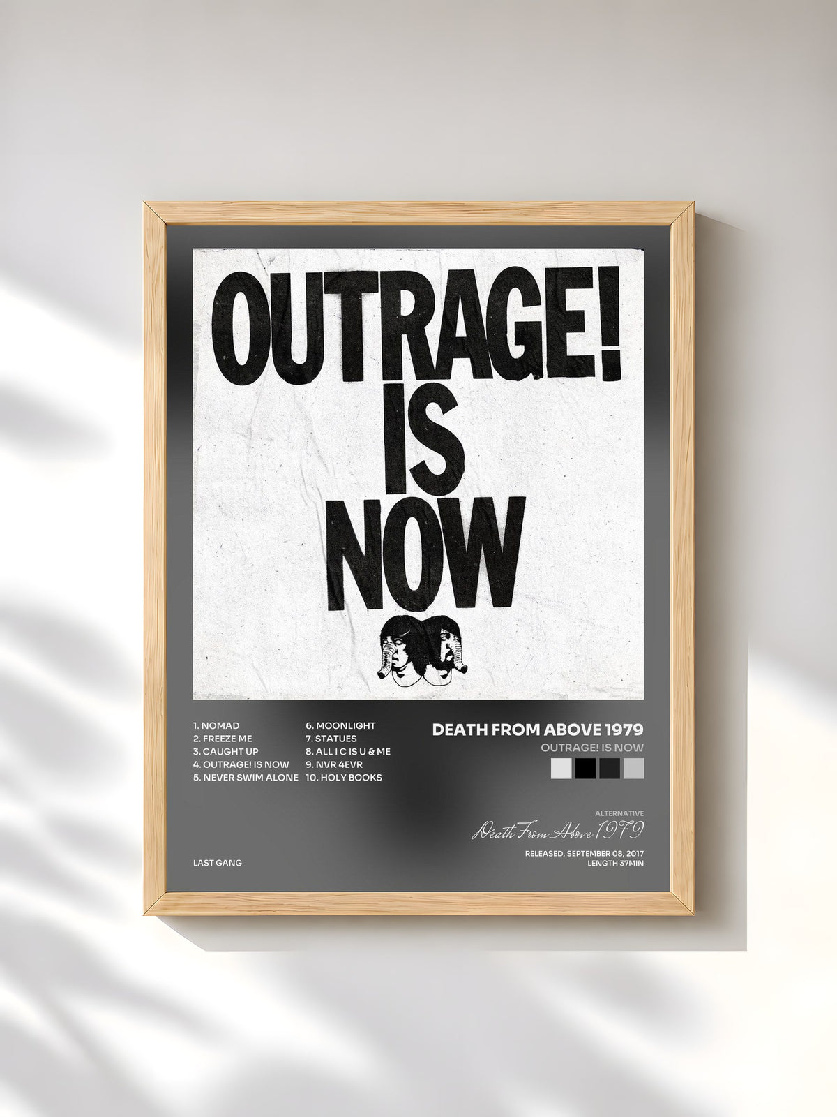 #bois Tableau de l'album Outrage! Is Now de Death From Above 1979, cadre en bois brut, imprimé et encadré en France