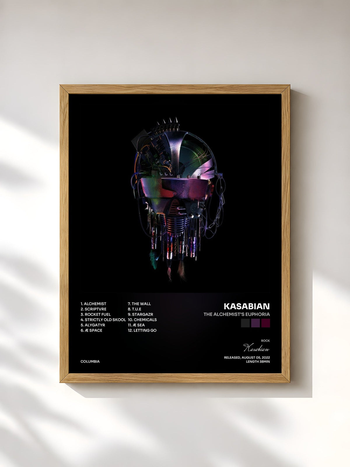 #bois Tableau de l'album The Alchemist's Euphoria de Kasabian, cadre en bois brut, imprimé et encadré en France