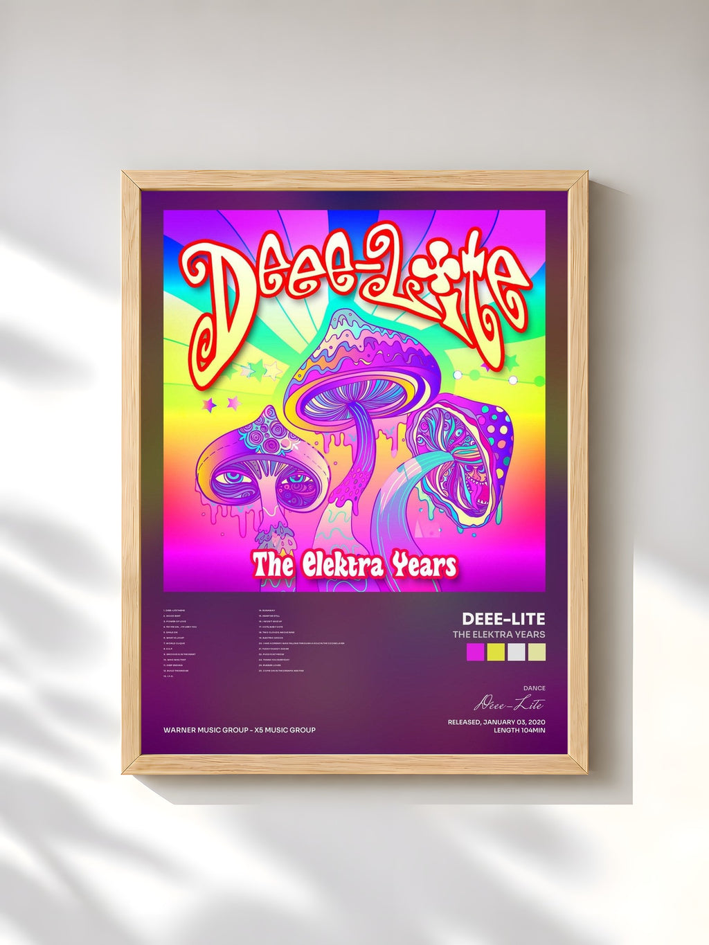 #bois Tableau de l'album The Elektra Years de Deee-Lite, cadre en bois brut, imprimé et encadré en France