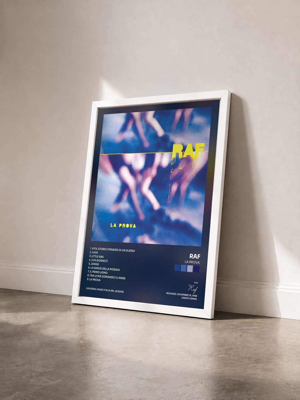 #blanc Tableau de l'album La prova de Raf vu de trois quarts, cadre blanc