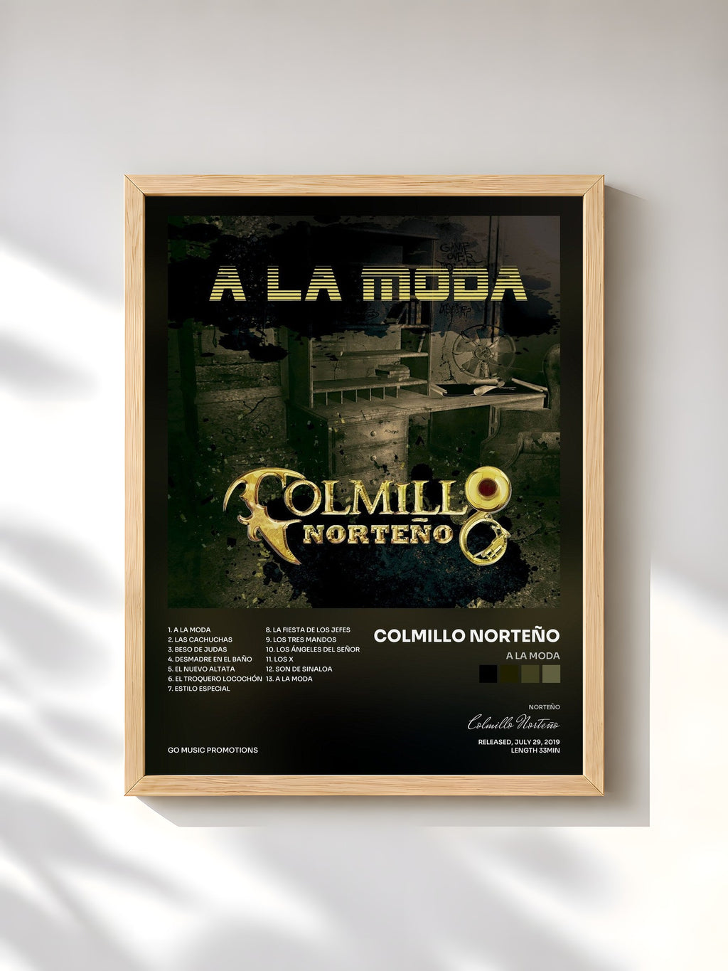 #bois Tableau de l'album A la Moda de Colmillo Norteño, cadre en bois brut, imprimé et encadré en France