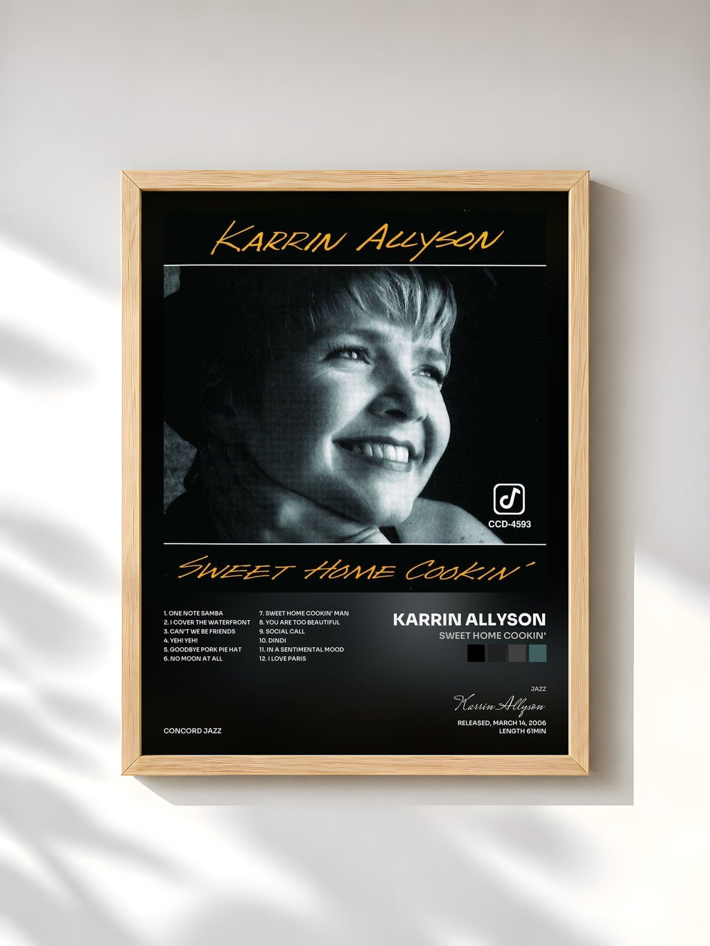 #bois Tableau de l'album Sweet Home Cookin' de Karrin Allyson, cadre en bois brut, imprimé et encadré en France