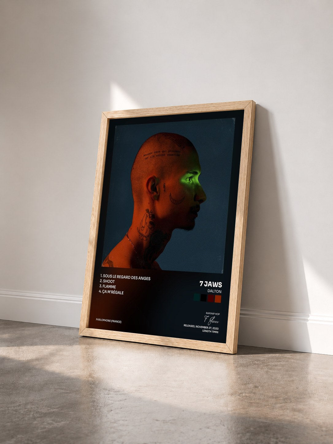 #bois Tableau de l'album Dalton de 7 Jaws vu de trois quarts, cadre en bois brut