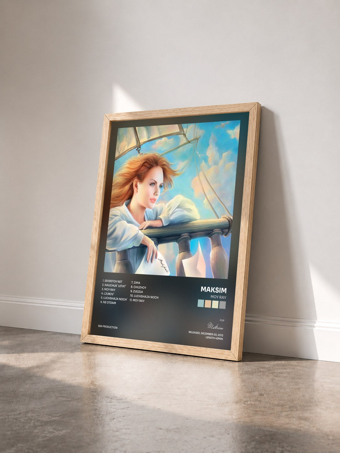 #bois Tableau de l'album Moy Ray de Maksim vu de trois quarts, cadre en bois brut