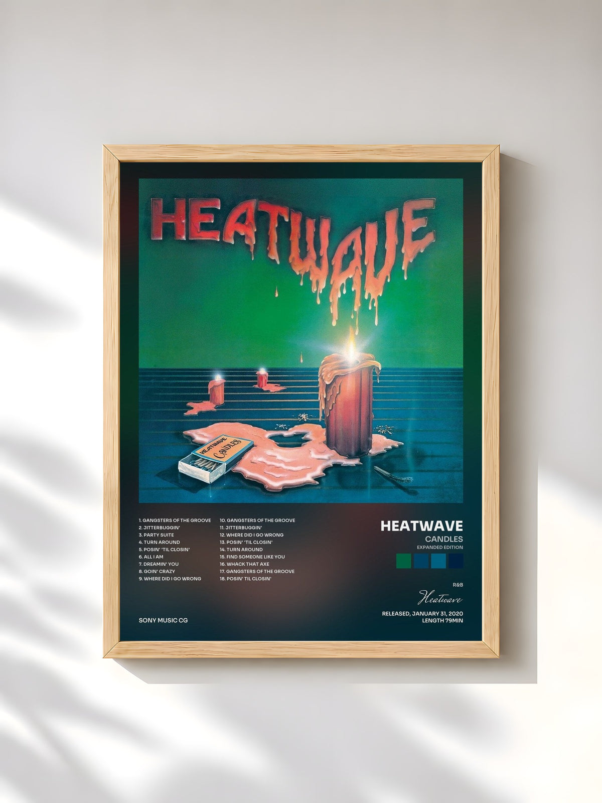 #bois Tableau de l'album Candles (Expanded Edition) de Heatwave, cadre en bois brut, imprimé et encadré en France