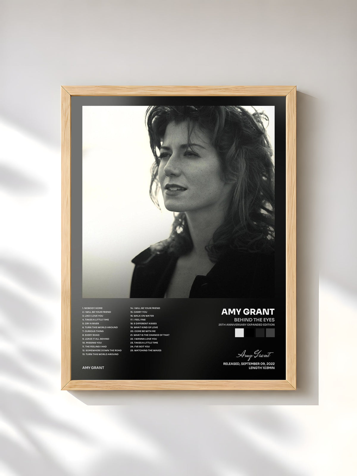 #bois Tableau de l'album Behind The Eyes (25th Anniversary Expanded Edition) de Amy Grant, cadre en bois brut, imprimé et encadré en France