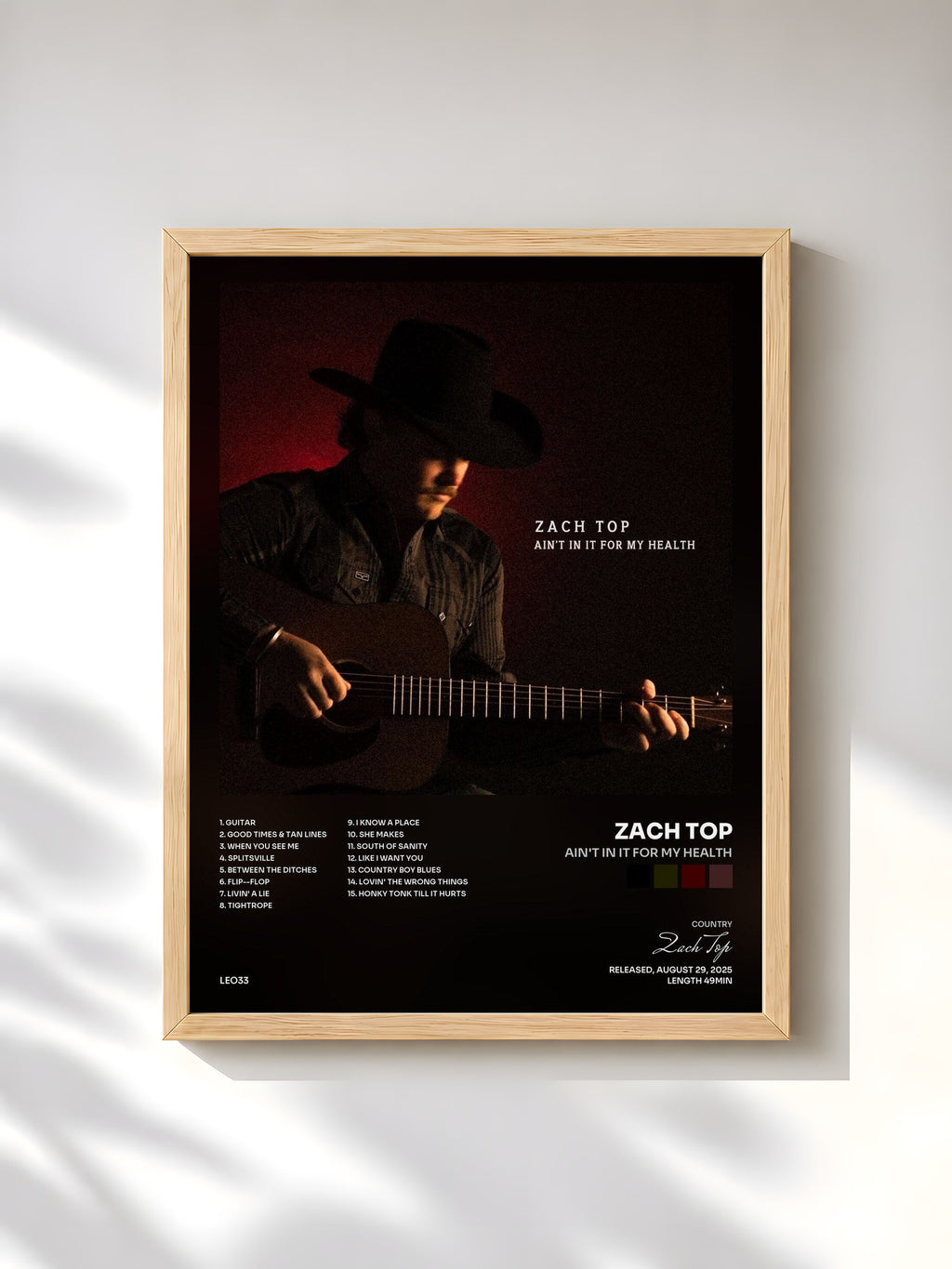 #bois Tableau de l'album Ain't In It For My Health de Zach Top, cadre en bois brut, imprimé et encadré en France
