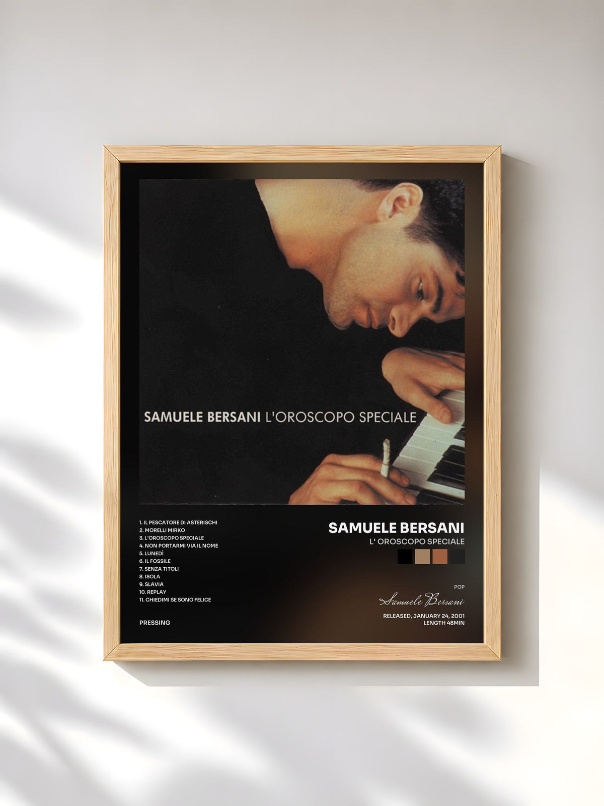 #bois Tableau de l'album L' Oroscopo Speciale de Samuele Bersani, cadre en bois brut, imprimé et encadré en France