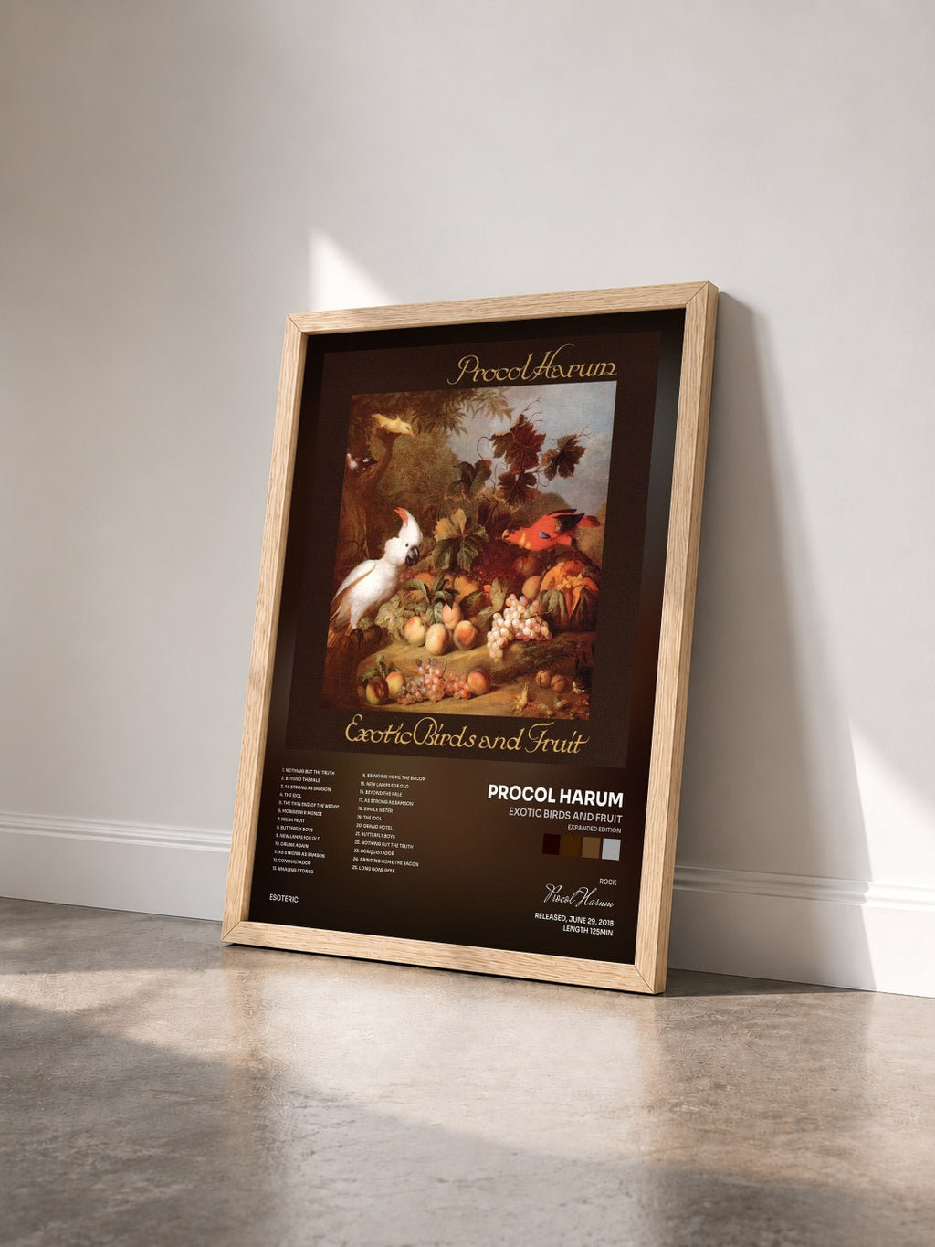 #bois Tableau de l'album Exotic Birds and Fruit (Expanded Edition) de Procol Harum vu de trois quarts, cadre en bois brut