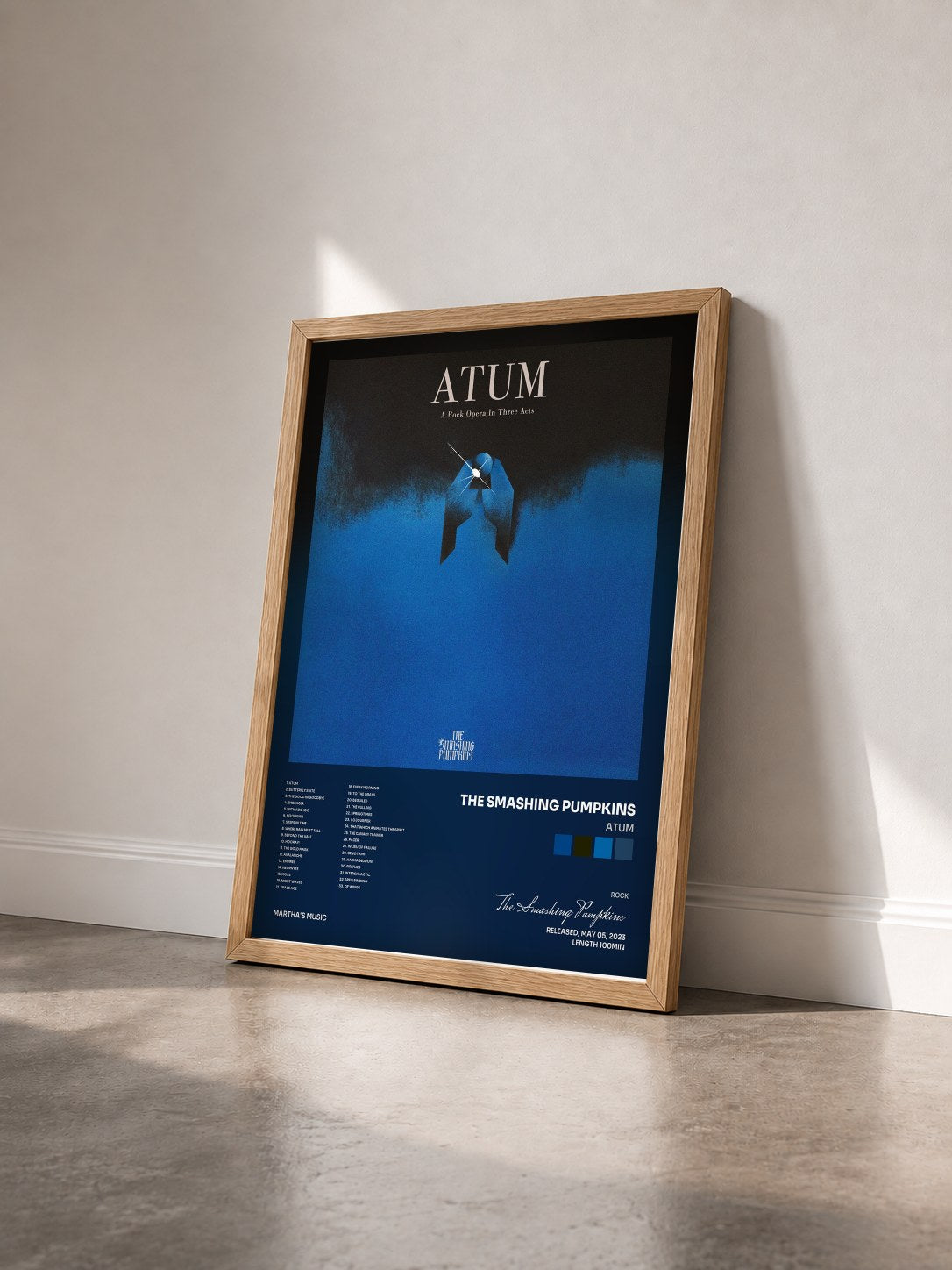 #bois Tableau de l'album ATUM de The Smashing Pumpkins vu de trois quarts, cadre en bois brut