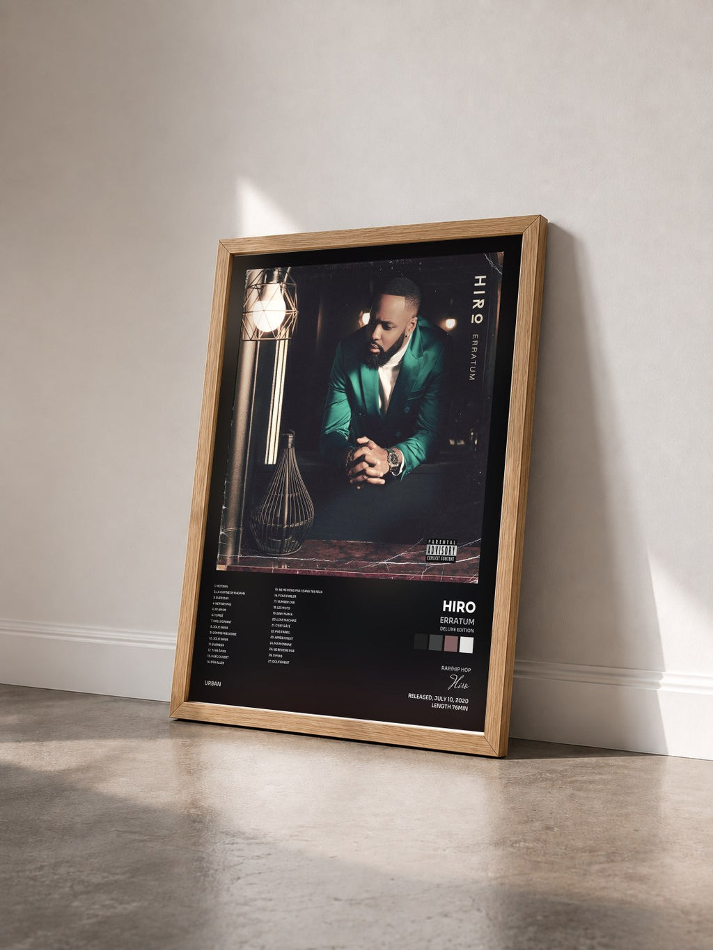 #bois Tableau de l'album Erratum (Deluxe Edition) de Hiro vu de trois quarts, cadre en bois brut