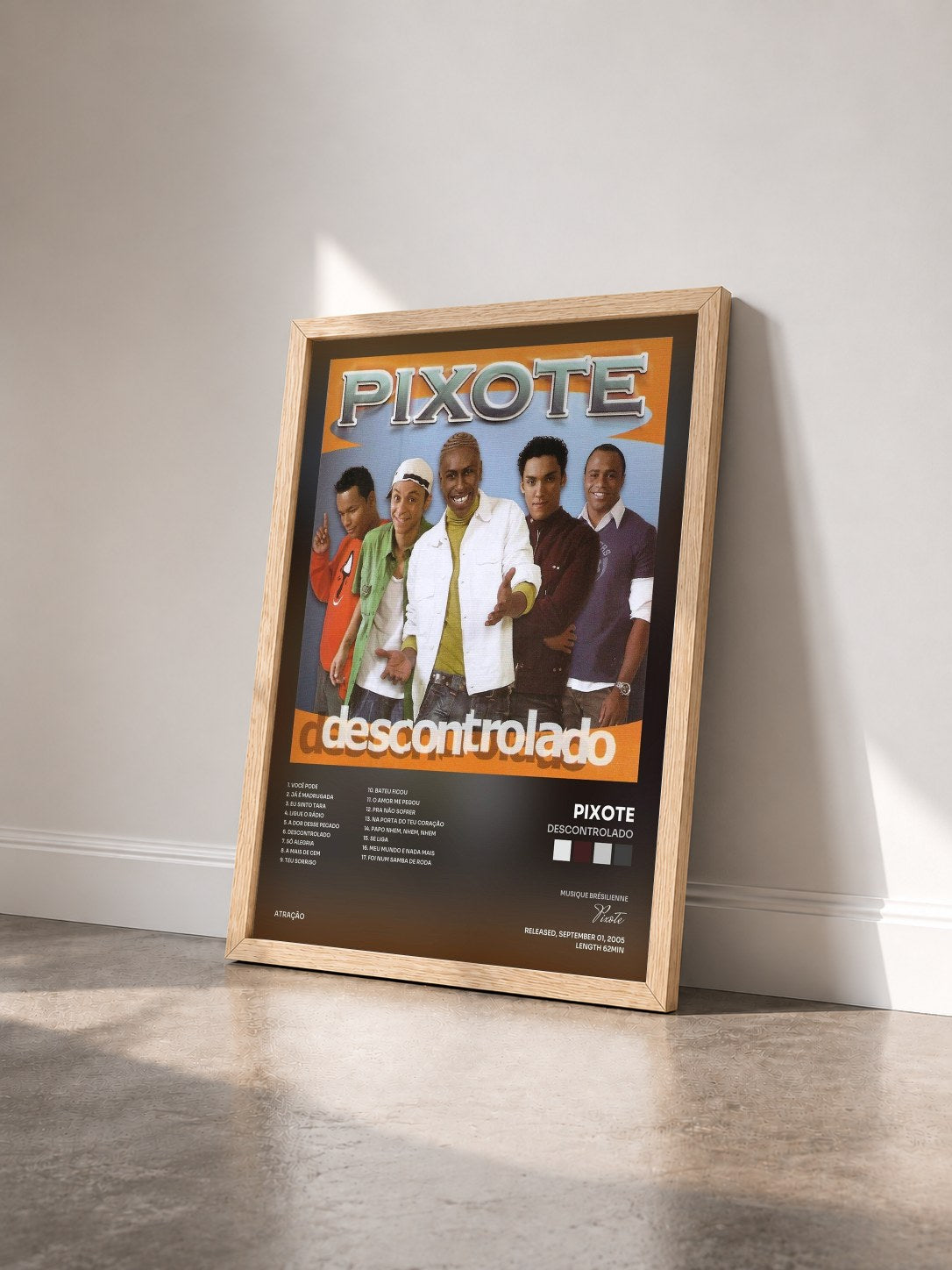 #bois Tableau de l'album Descontrolado de Pixote vu de trois quarts, cadre en bois brut