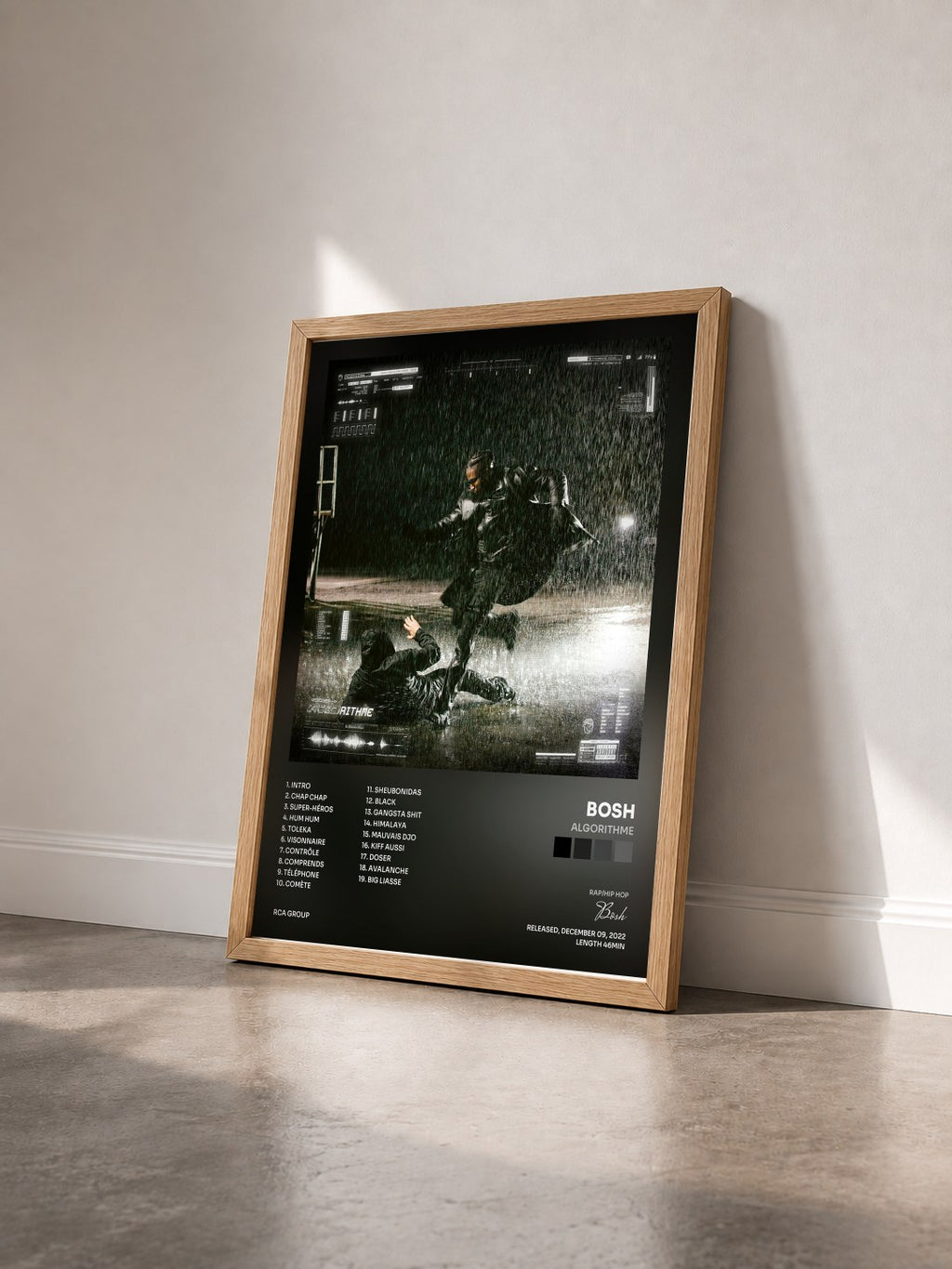 #bois Tableau de l'album Algorithme de Bosh vu de trois quarts, cadre en bois brut