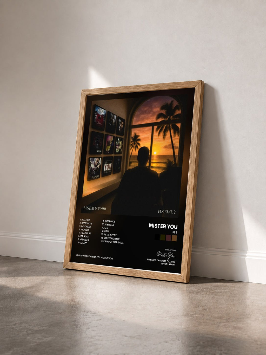 #bois Tableau de l'album PLS de Mister You vu de trois quarts, cadre en bois brut
