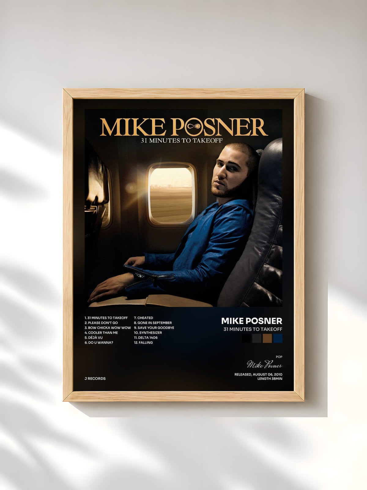 #bois Tableau de l'album 31 Minutes to Takeoff de Mike Posner, cadre en bois brut, imprimé et encadré en France