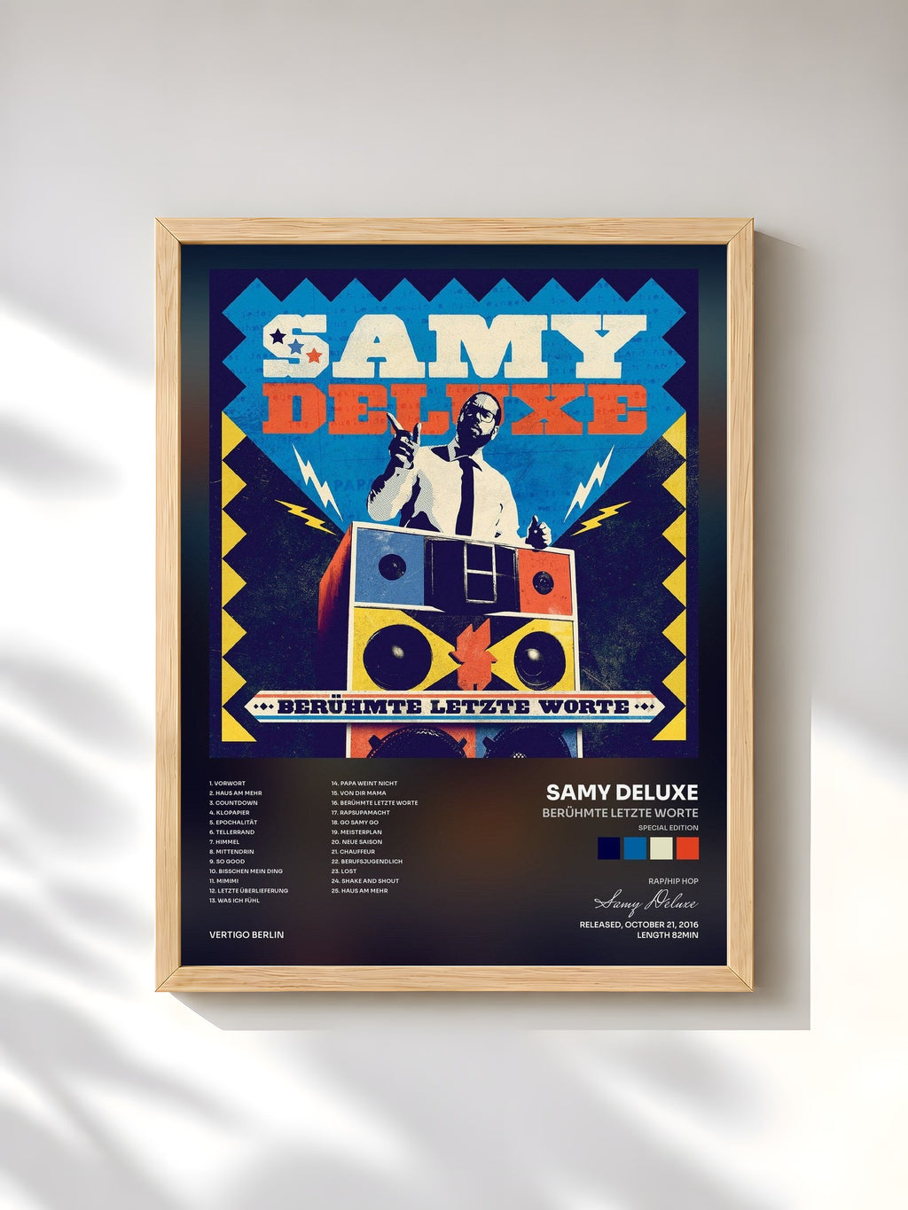 #bois Tableau de l'album Berühmte letzte Worte (Special Edition) de Samy Deluxe, cadre en bois brut, imprimé et encadré en France