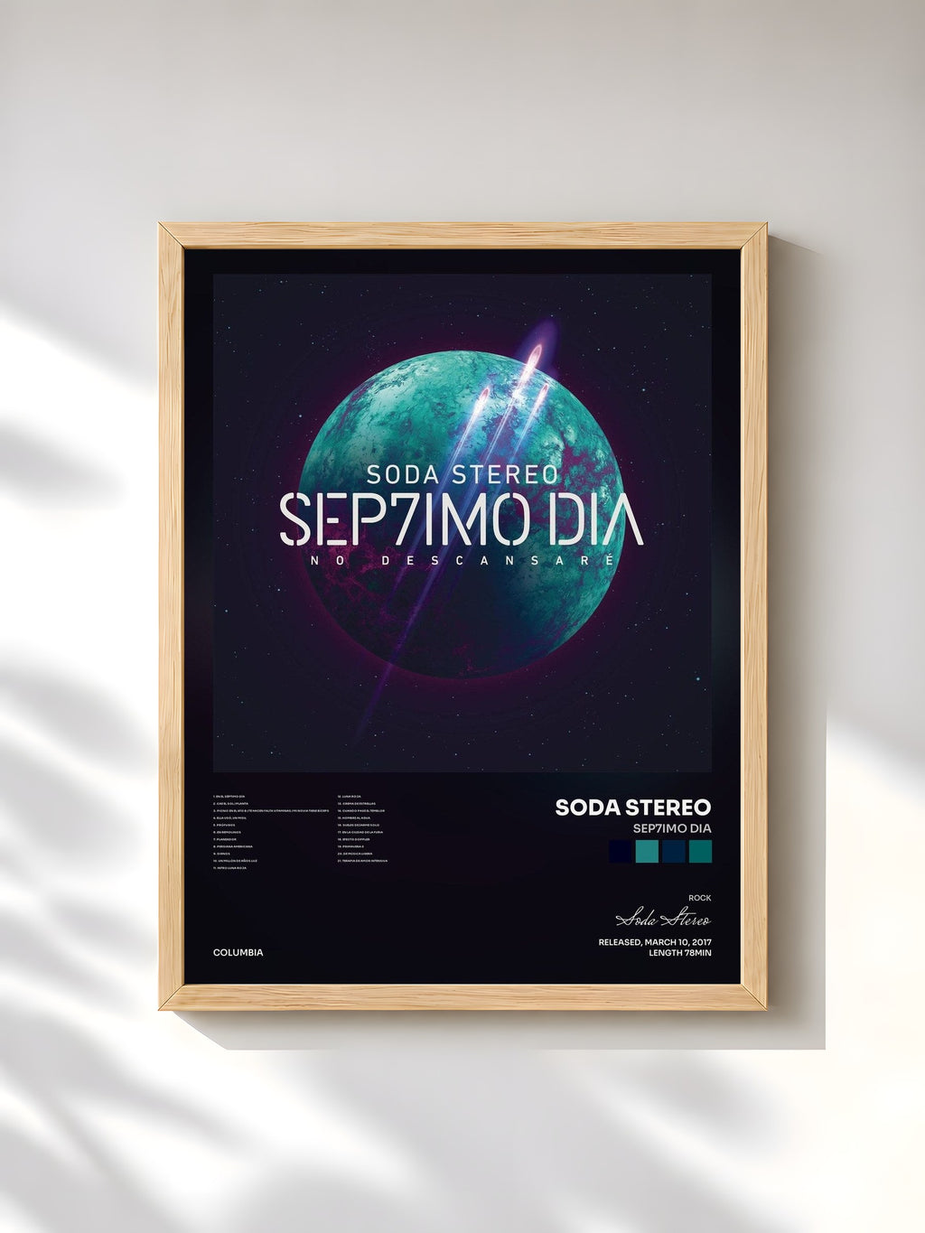 #bois Tableau de l'album SEP7IMO DIA de Soda Stereo, cadre en bois brut, imprimé et encadré en France