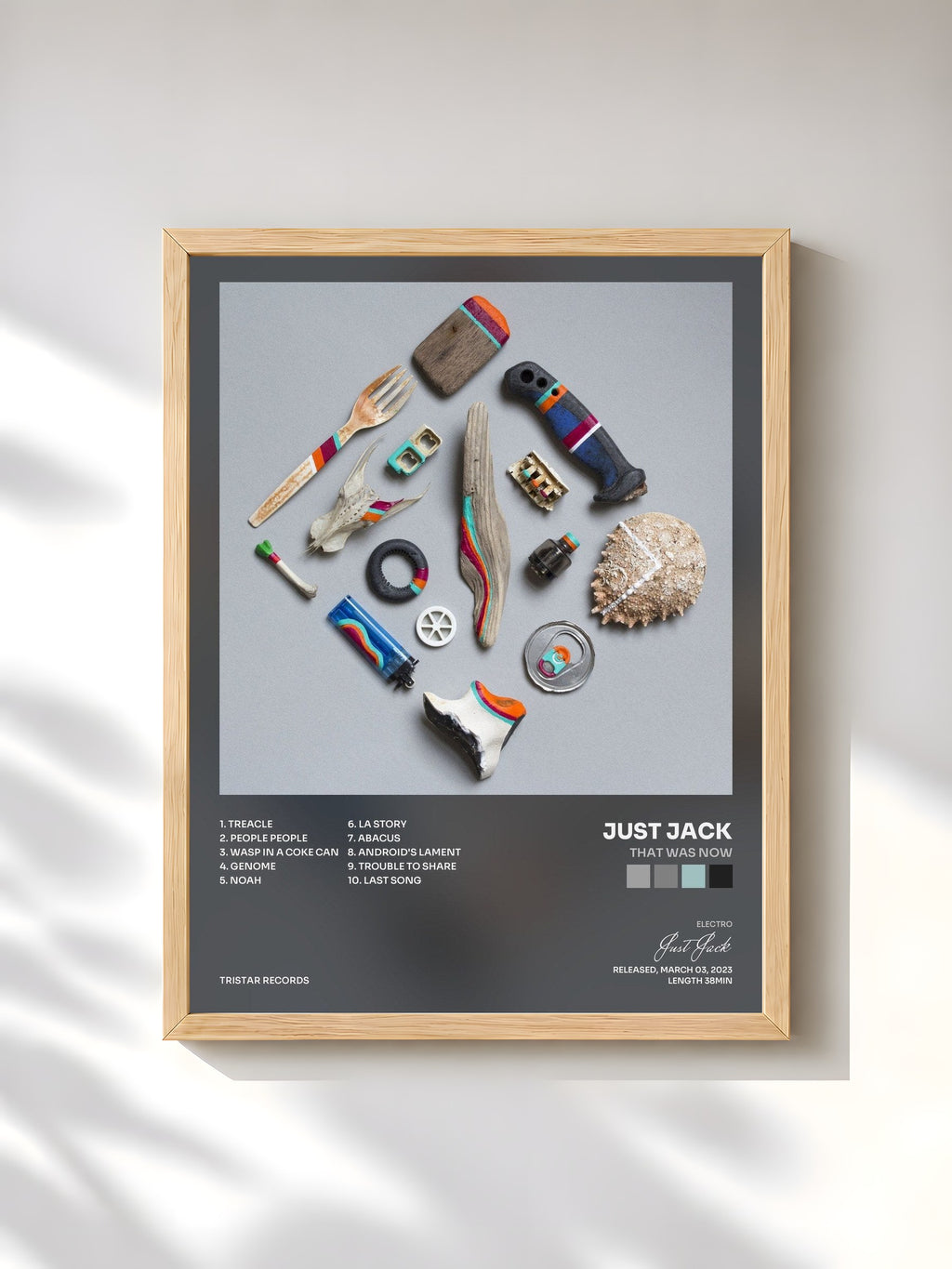 #bois Tableau de l'album That Was Now de Just Jack, cadre en bois brut, imprimé et encadré en France