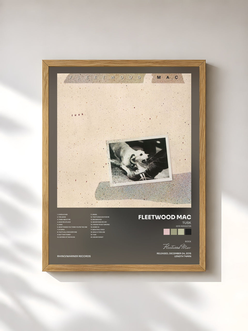 #bois Tableau de l'album Tusk (2015 Remaster) de Fleetwood Mac, cadre en bois brut, imprimé et encadré en France