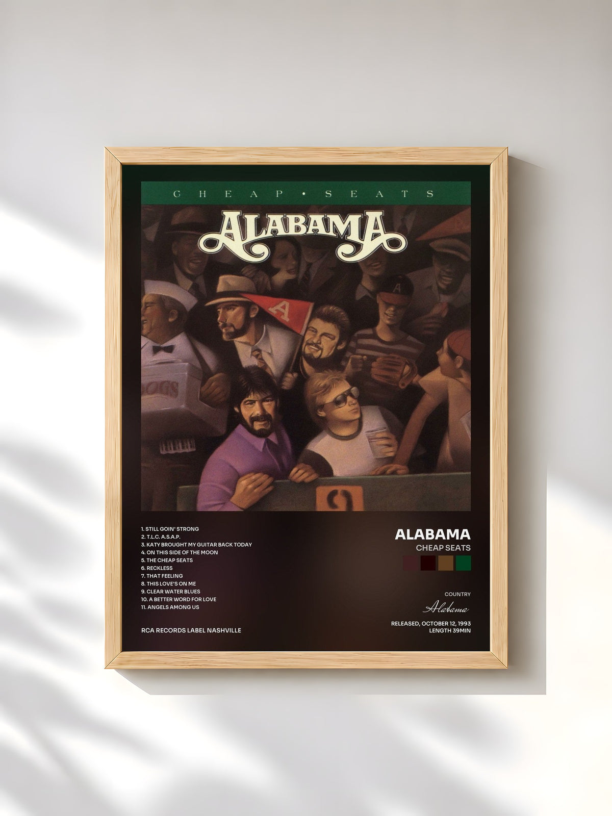 #bois Tableau de l'album Cheap Seats de Alabama, cadre en bois brut, imprimé et encadré en France