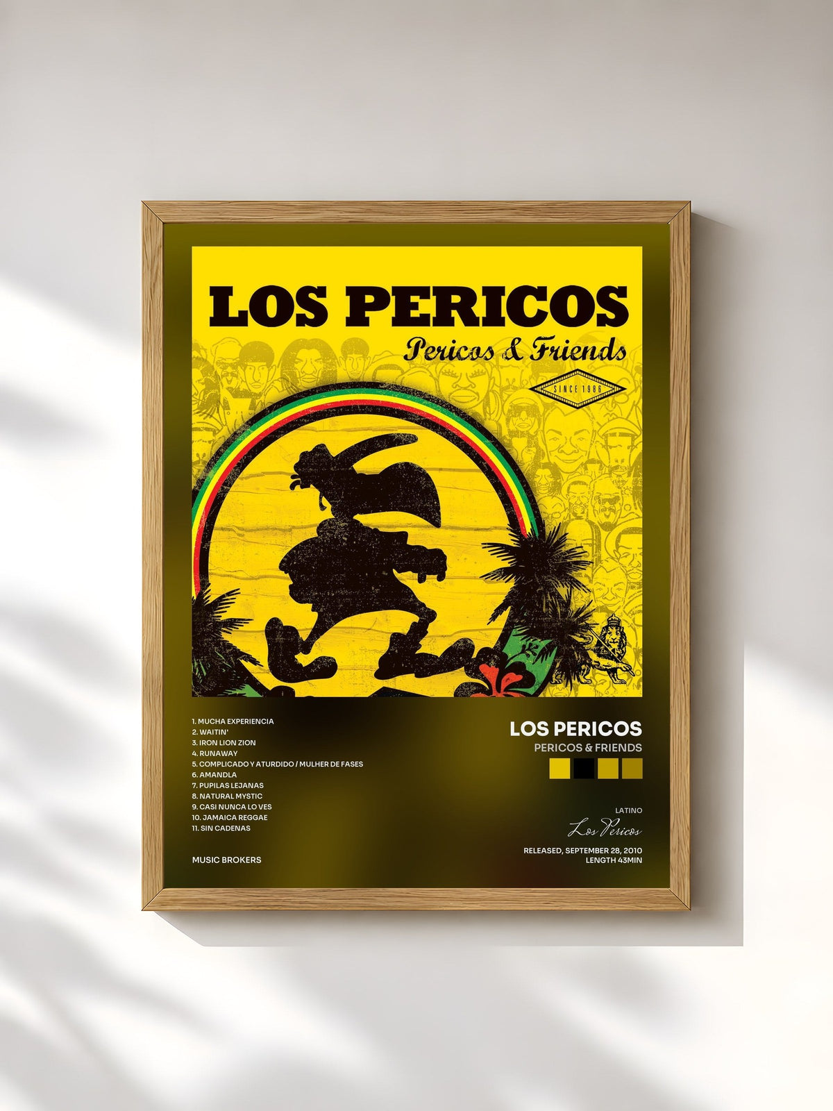 #bois Tableau de l'album Pericos & Friends de Los Pericos, cadre en bois brut, imprimé et encadré en France