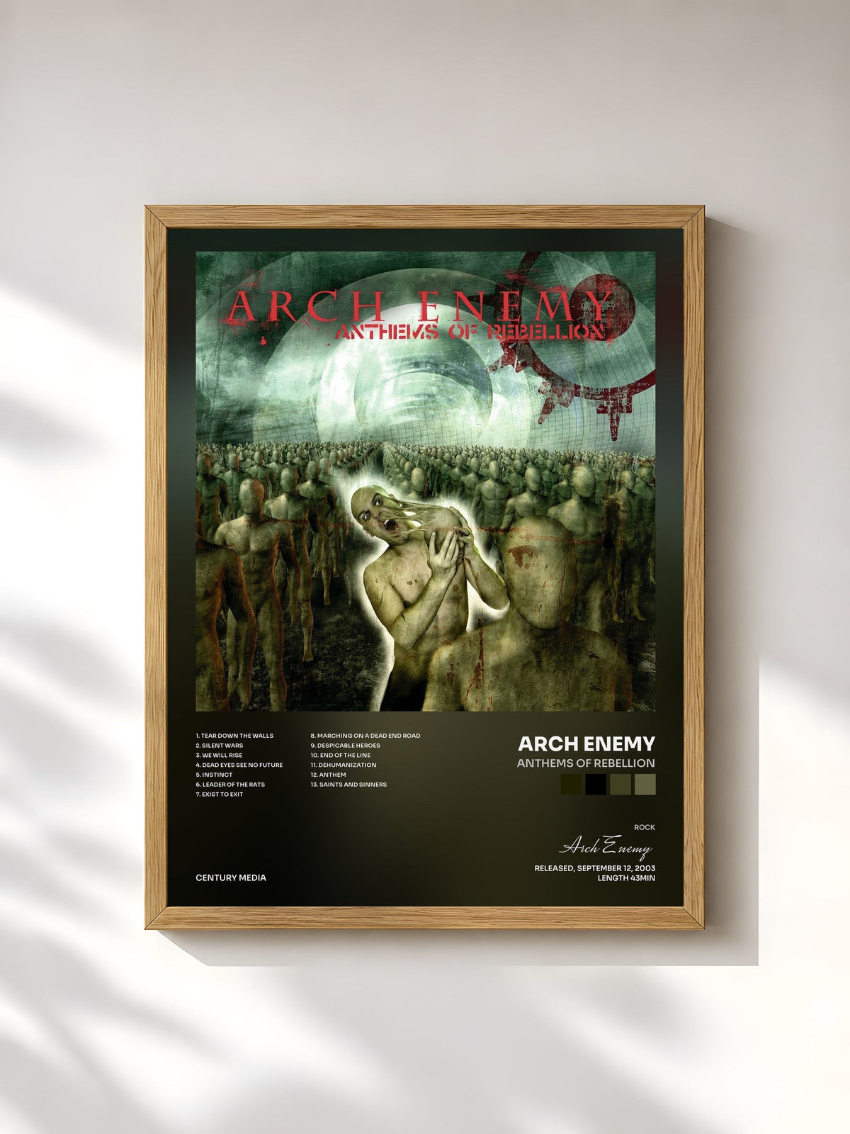 #bois Tableau de l'album Anthems of Rebellion de Arch Enemy, cadre en bois brut, imprimé et encadré en France