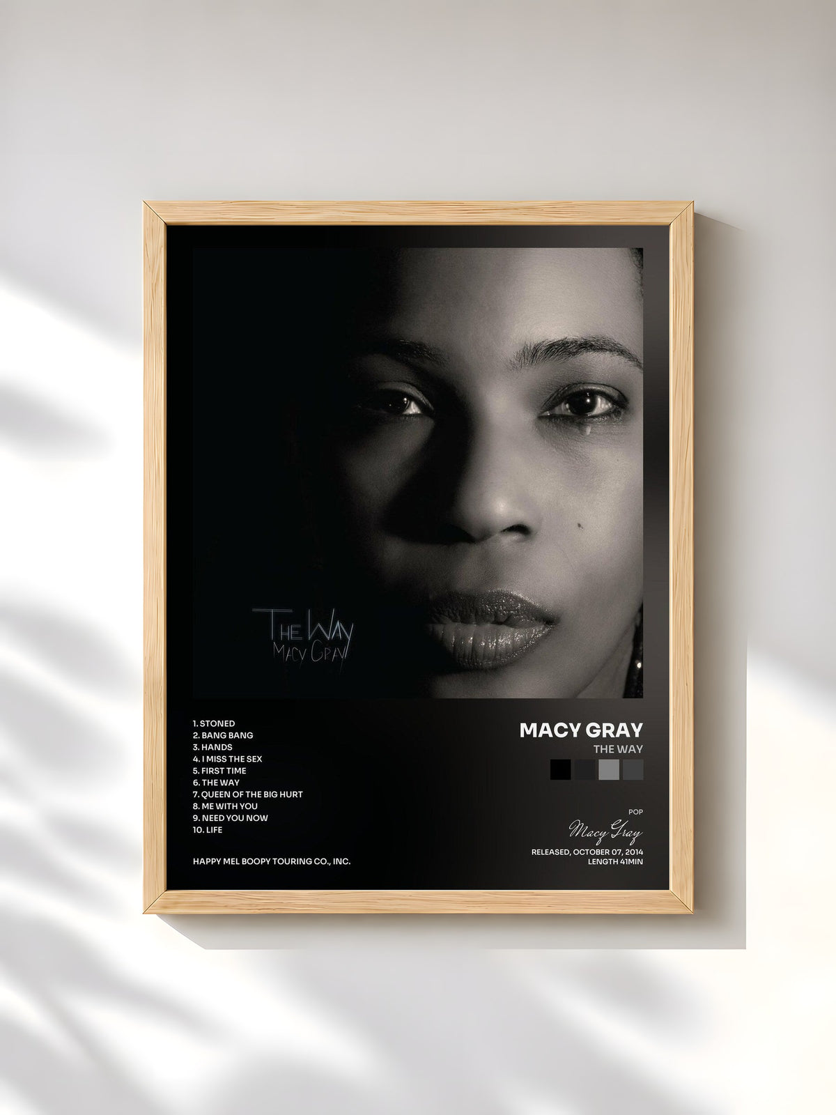 #bois Tableau de l'album The Way de Macy Gray, cadre en bois brut, imprimé et encadré en France