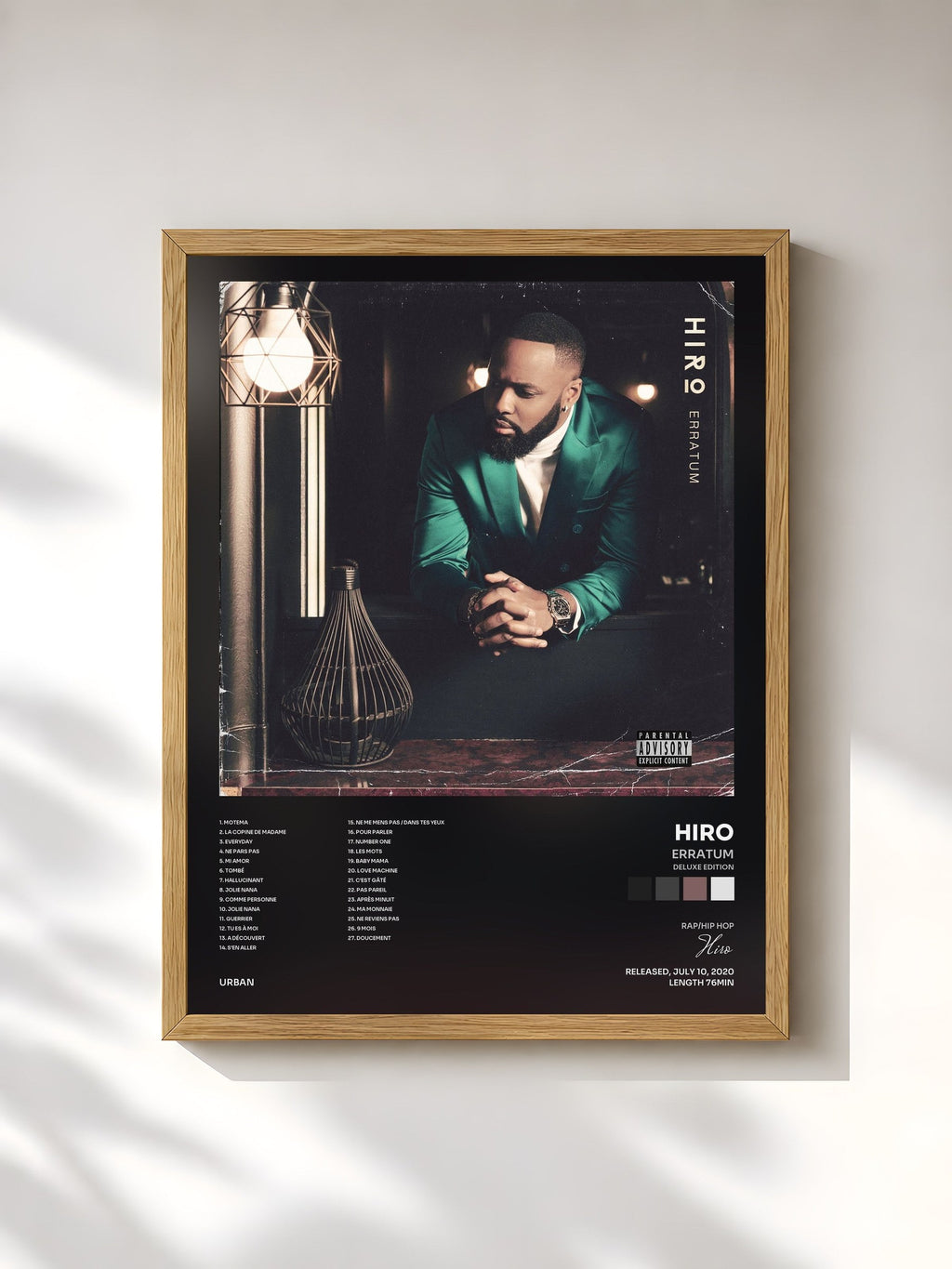 #bois Tableau de l'album Erratum (Deluxe Edition) de Hiro, cadre en bois brut, imprimé et encadré en France