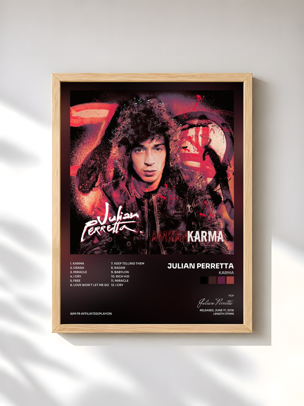 #bois Tableau de l'album Karma de Julian Perretta, cadre en bois brut, imprimé et encadré en France