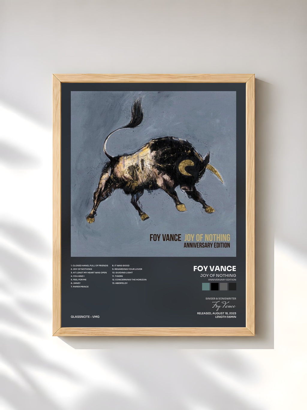 #bois Tableau de l'album Joy of Nothing (Anniversary Edition) de Foy Vance, cadre en bois brut, imprimé et encadré en France