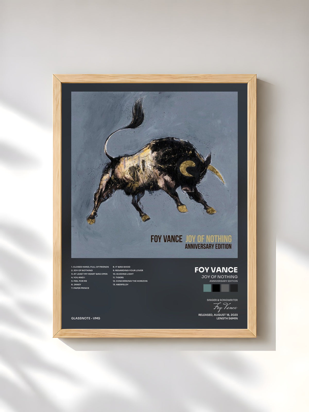 #bois Tableau de l'album Joy of Nothing (Anniversary Edition) de Foy Vance, cadre en bois brut, imprimé et encadré en France