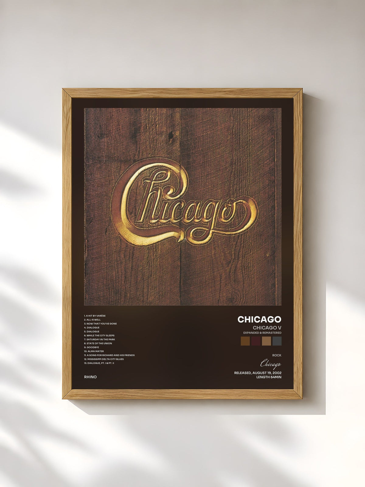 #bois Tableau de l'album Chicago V (Expanded & Remastered) de Chicago, cadre en bois brut, imprimé et encadré en France