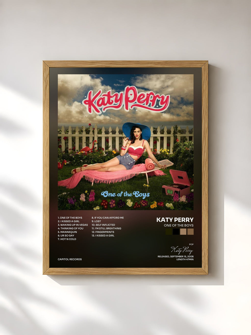 #bois Tableau de l'album One Of The Boys de Katy Perry, cadre en bois brut, imprimé et encadré en France