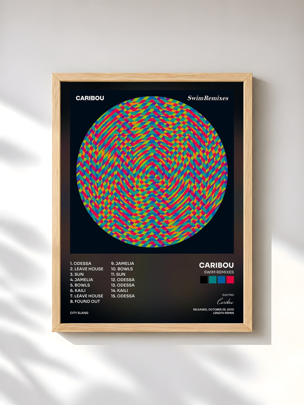 #bois Tableau de l'album Swim Remixes de Caribou, cadre en bois brut, imprimé et encadré en France