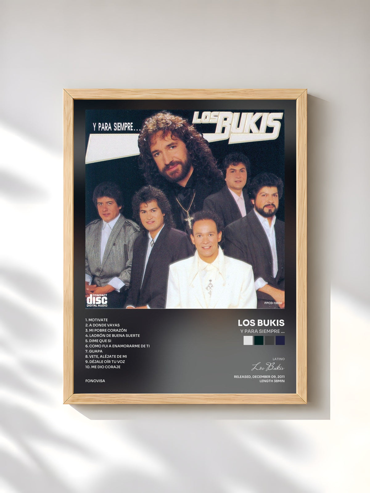 #bois Tableau de l'album Y Para Siempre ... de Los Bukis, cadre en bois brut, imprimé et encadré en France