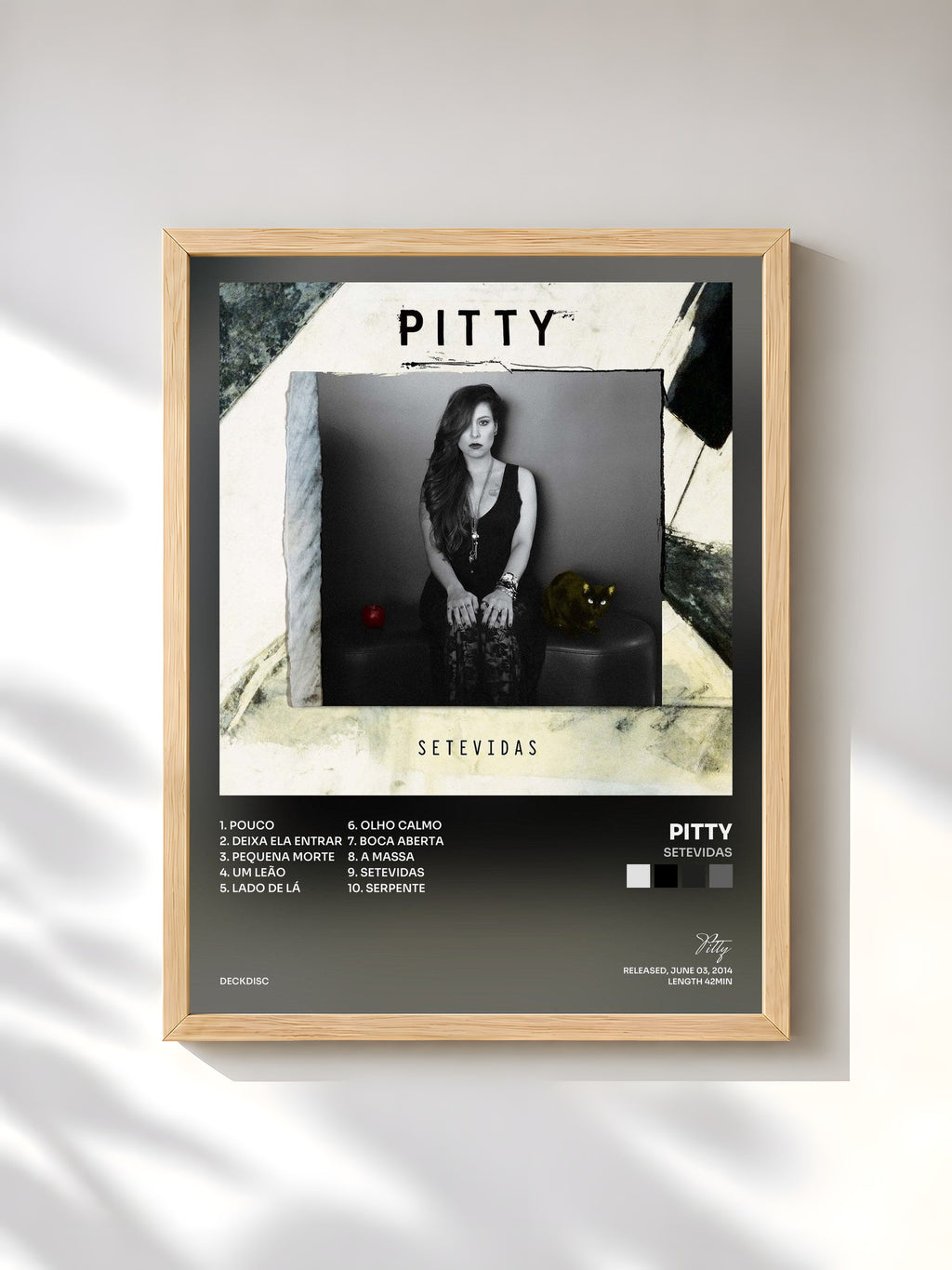 #bois Tableau de l'album Setevidas de Pitty, cadre en bois brut, imprimé et encadré en France