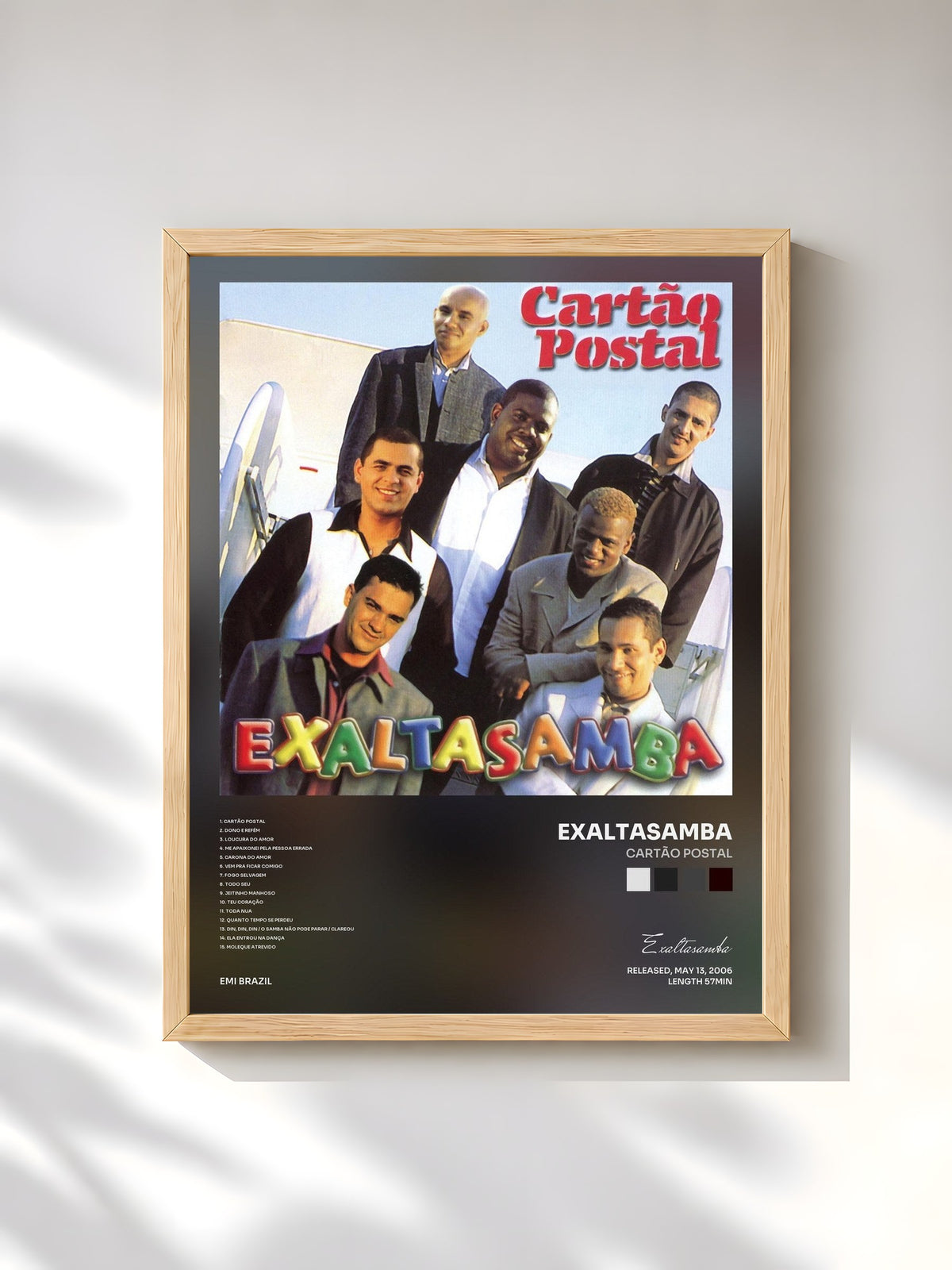 #bois Tableau de l'album Cartão Postal de Exaltasamba, cadre en bois brut, imprimé et encadré en France