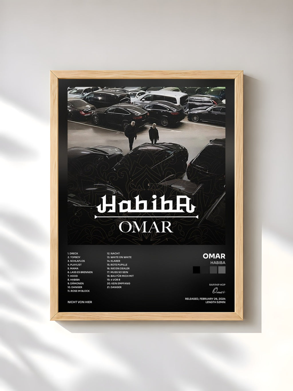 #bois Tableau de l'album HABIBA de Omar, cadre en bois brut, imprimé et encadré en France