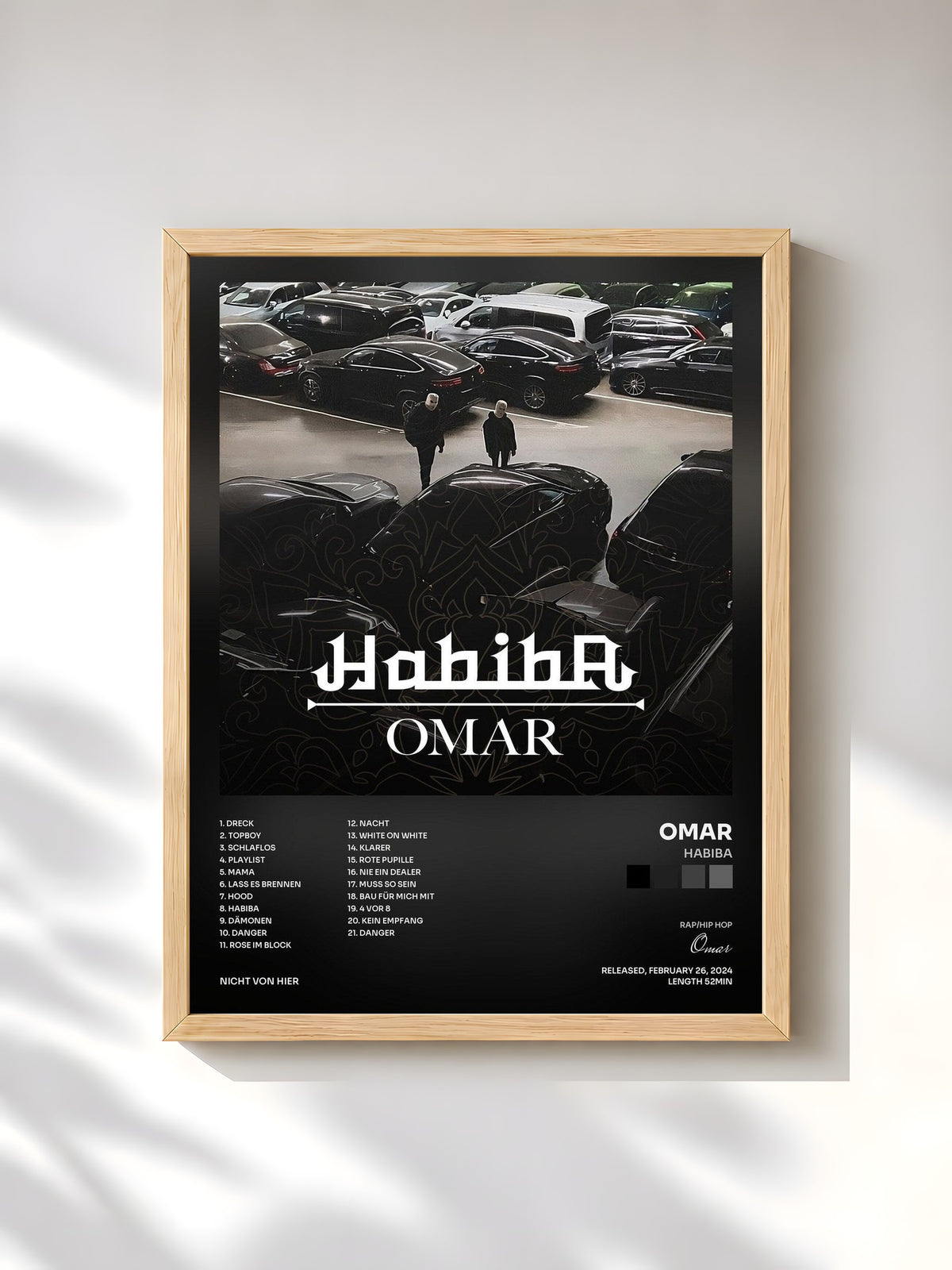 #bois Tableau de l'album HABIBA de Omar, cadre en bois brut, imprimé et encadré en France