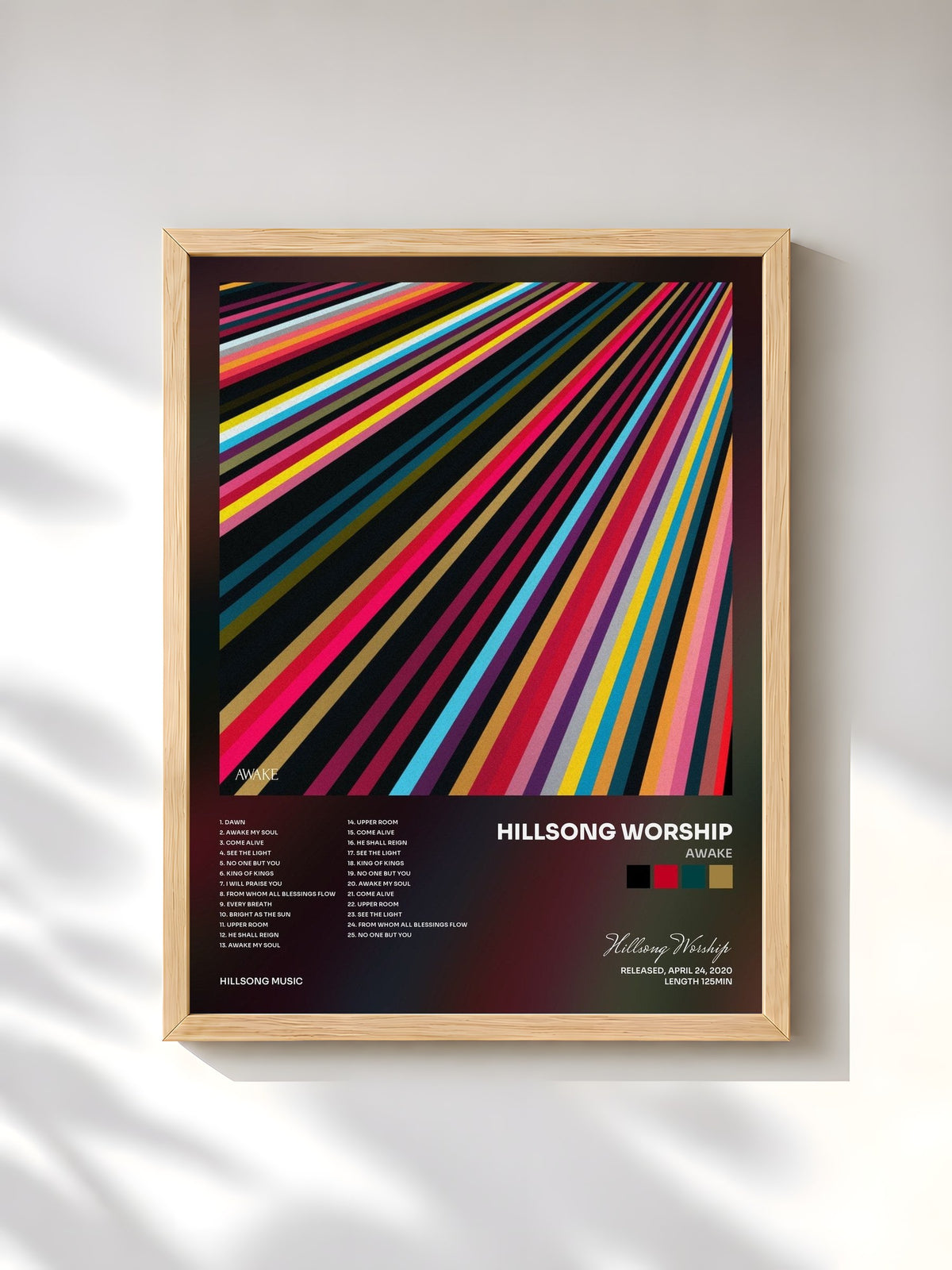 #bois Tableau de l'album Awake de Hillsong Worship, cadre en bois brut, imprimé et encadré en France