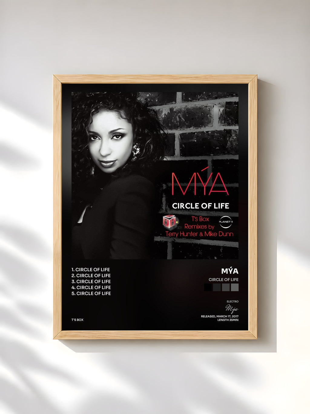 #bois Tableau de l'album Circle Of Life de Mýa, cadre en bois brut, imprimé et encadré en France