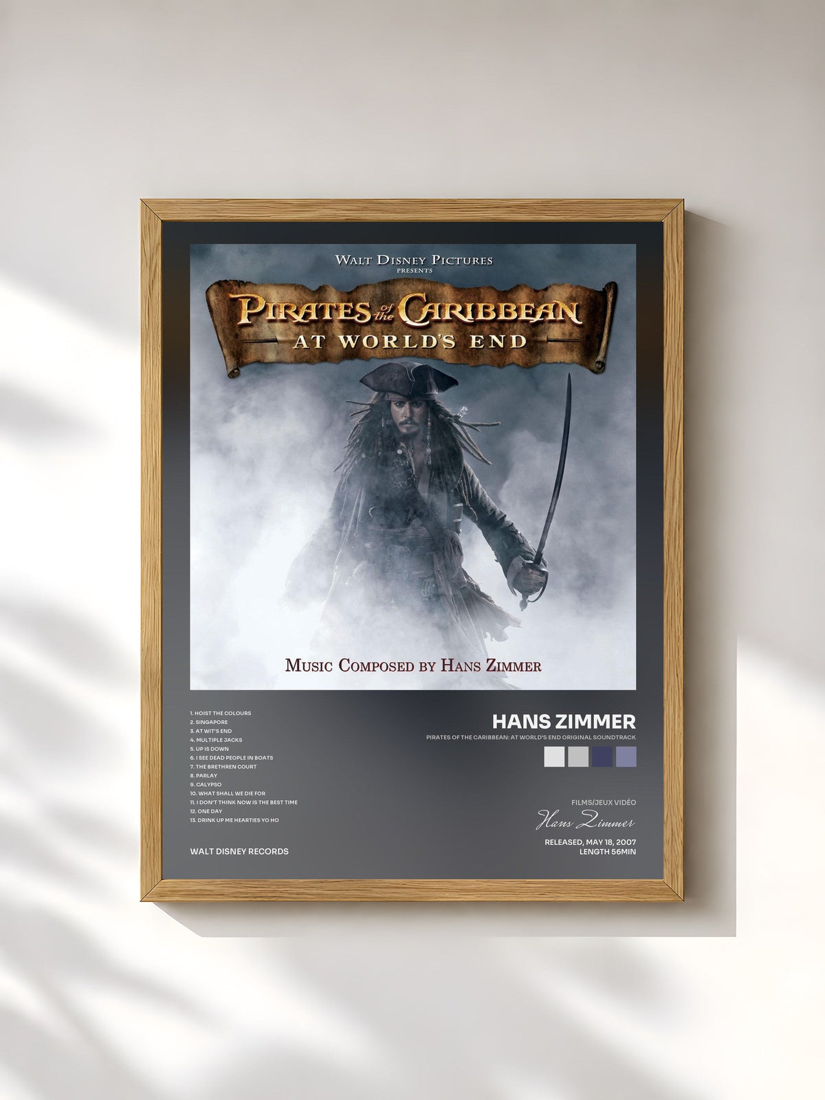 #bois Tableau de l'album Pirates Of The Caribbean: At World's End Original Soundtrack de Hans Zimmer, cadre en bois brut, imprimé et encadré en France
