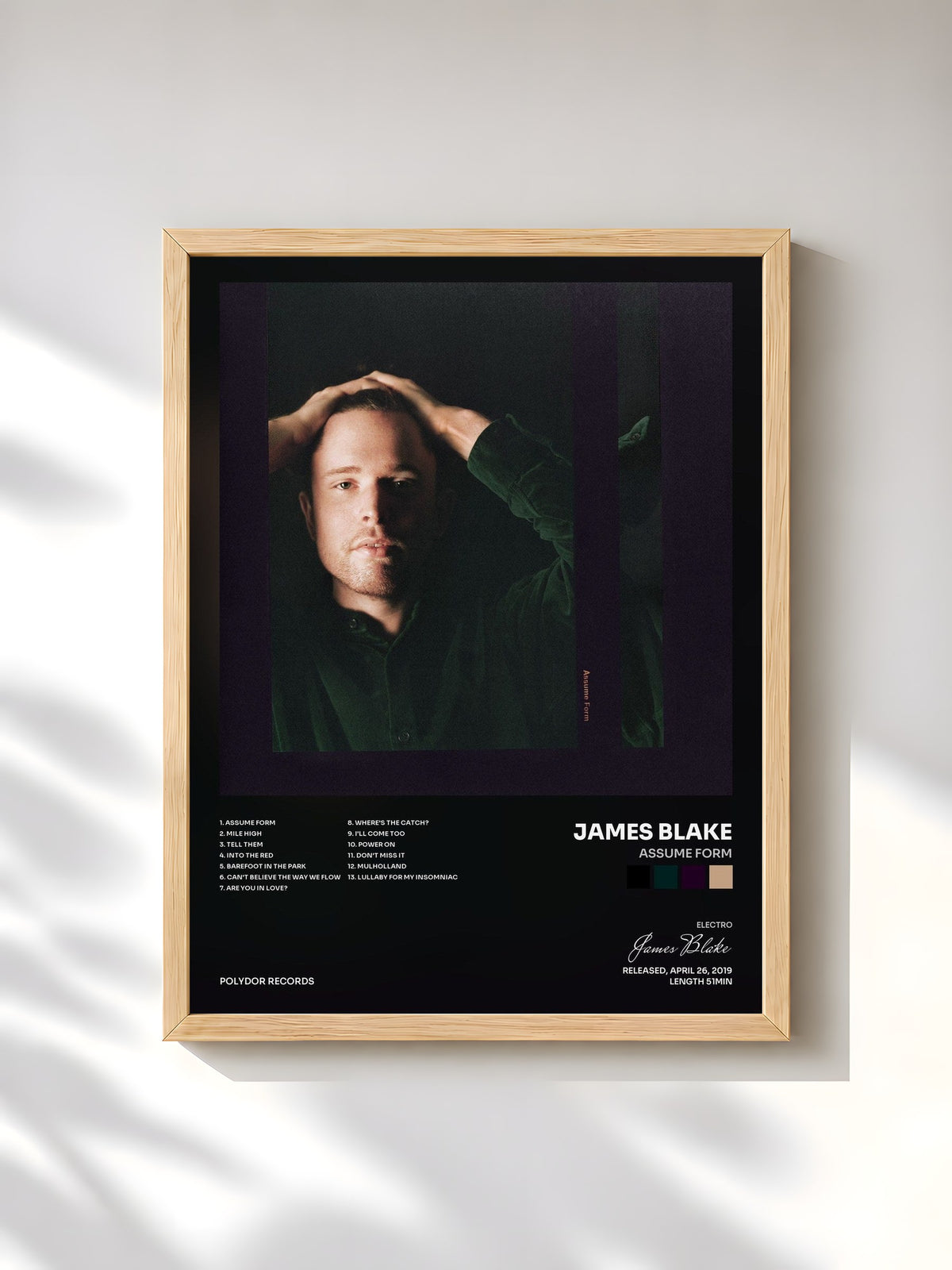 #bois Tableau de l'album Assume Form de James Blake, cadre en bois brut, imprimé et encadré en France