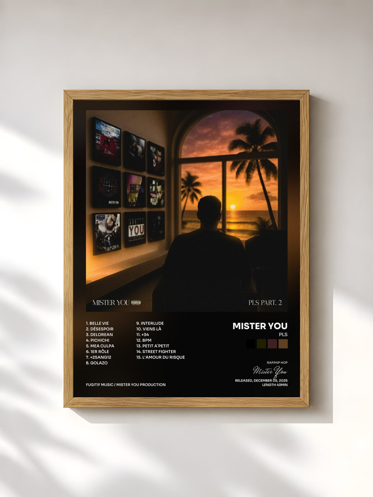 #bois Tableau de l'album PLS de Mister You, cadre en bois brut, imprimé et encadré en France