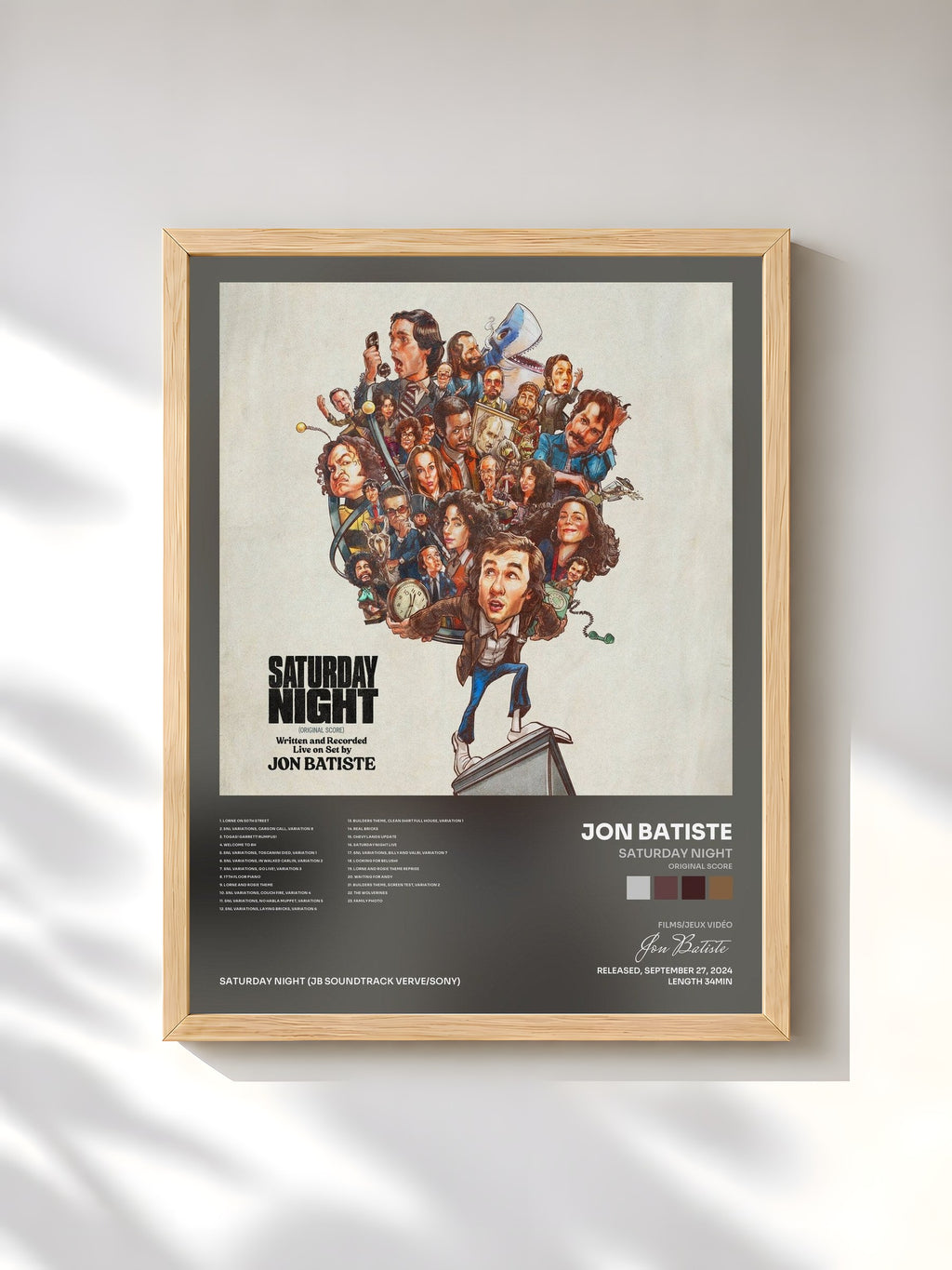 #bois Tableau de l'album Saturday Night (Original Score) de Jon Batiste, cadre en bois brut, imprimé et encadré en France