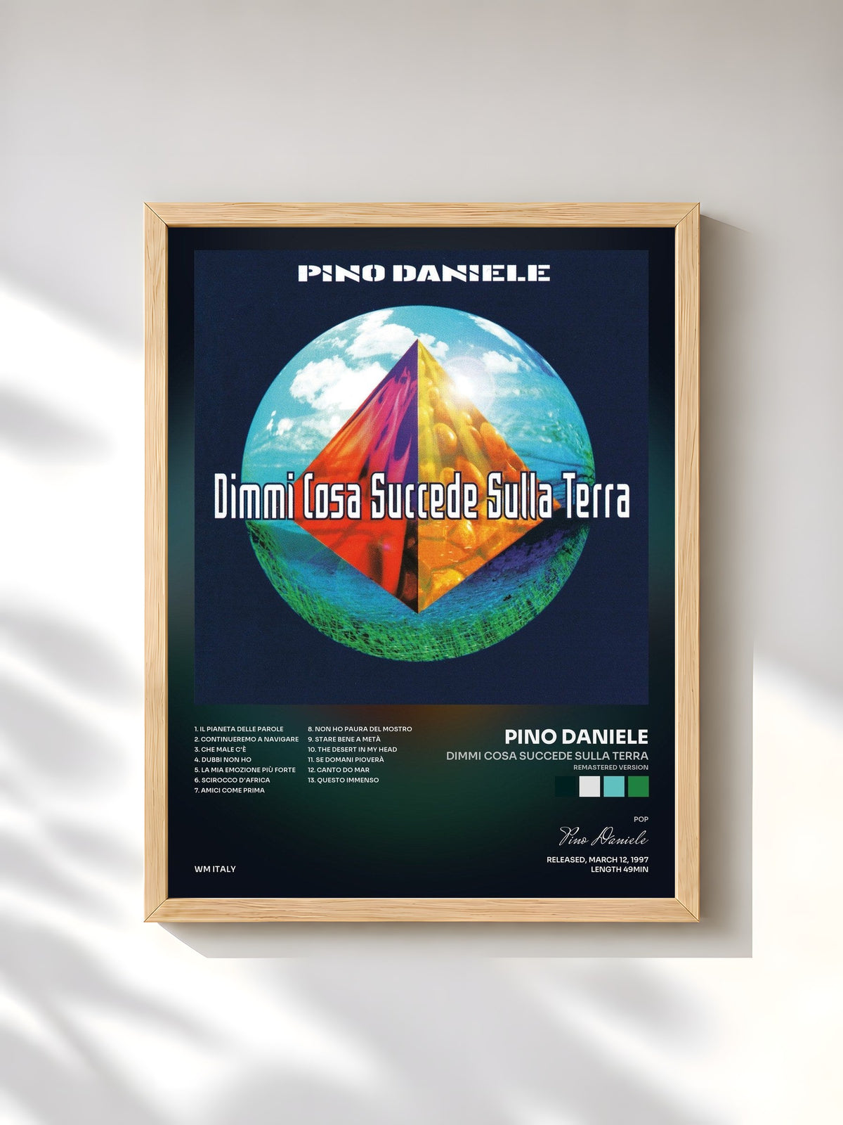 #bois Tableau de l'album Dimmi cosa succede sulla terra (Remastered Version) de Pino Daniele, cadre en bois brut, imprimé et encadré en France